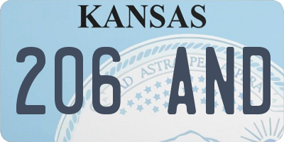 KS license plate 206AND