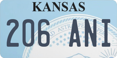 KS license plate 206ANI