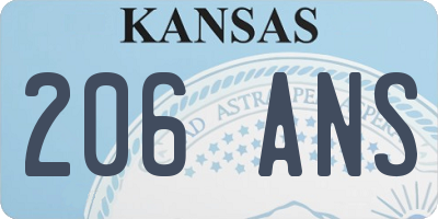 KS license plate 206ANS