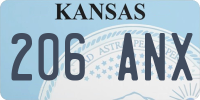 KS license plate 206ANX