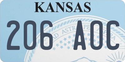 KS license plate 206AOC