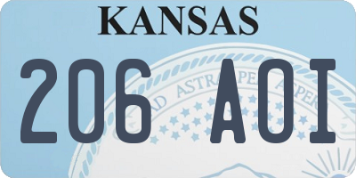 KS license plate 206AOI