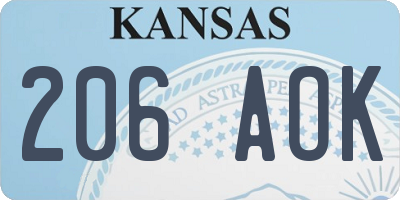 KS license plate 206AOK