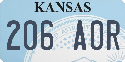 KS license plate 206AOR