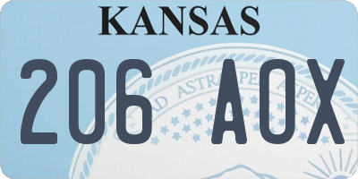 KS license plate 206AOX