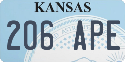 KS license plate 206APE