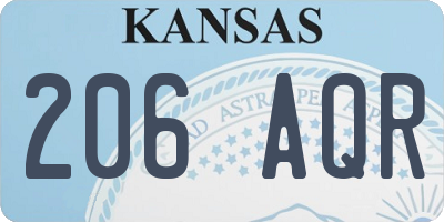 KS license plate 206AQR