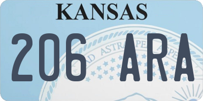 KS license plate 206ARA