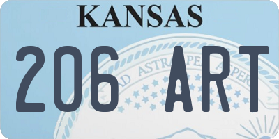 KS license plate 206ART