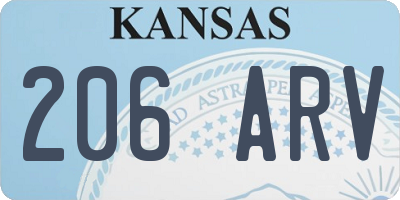 KS license plate 206ARV
