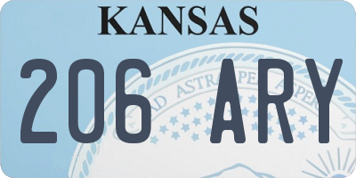 KS license plate 206ARY