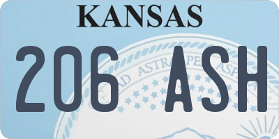 KS license plate 206ASH