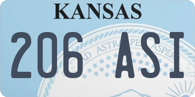KS license plate 206ASI
