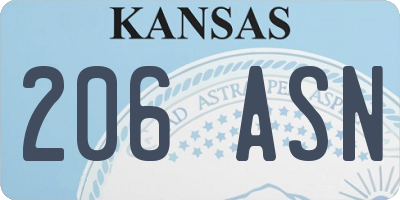 KS license plate 206ASN