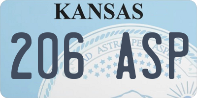 KS license plate 206ASP