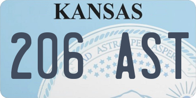 KS license plate 206AST
