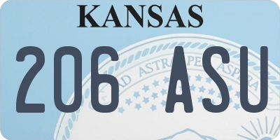 KS license plate 206ASU