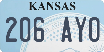 KS license plate 206AYO