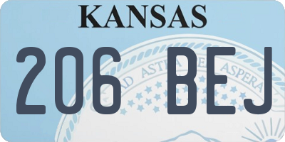 KS license plate 206BEJ