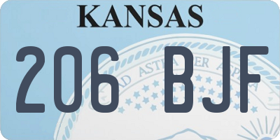 KS license plate 206BJF