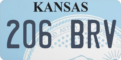KS license plate 206BRV