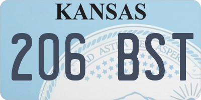 KS license plate 206BST
