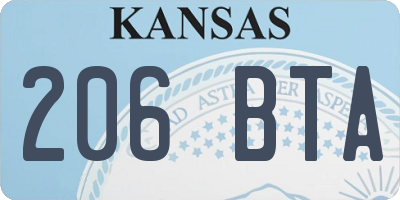 KS license plate 206BTA