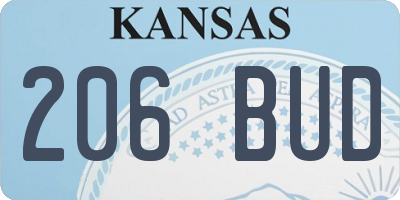 KS license plate 206BUD