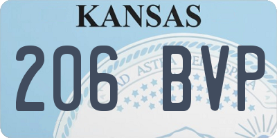 KS license plate 206BVP