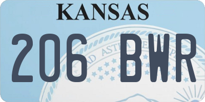 KS license plate 206BWR
