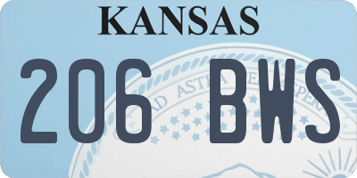 KS license plate 206BWS