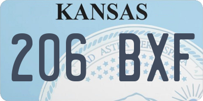 KS license plate 206BXF