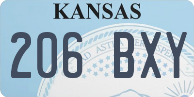 KS license plate 206BXY