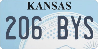 KS license plate 206BYS