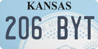 KS license plate 206BYT