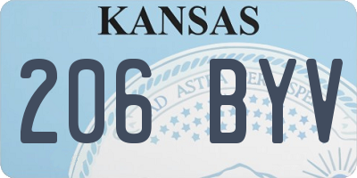 KS license plate 206BYV