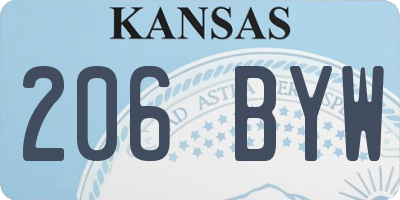 KS license plate 206BYW
