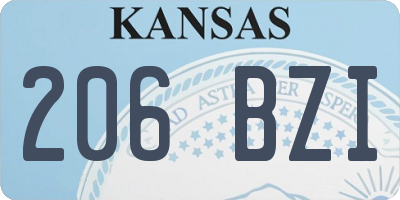 KS license plate 206BZI