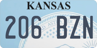 KS license plate 206BZN