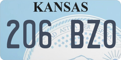 KS license plate 206BZO
