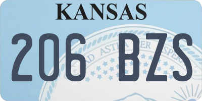 KS license plate 206BZS
