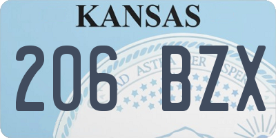 KS license plate 206BZX