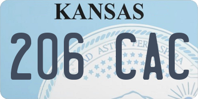 KS license plate 206CAC