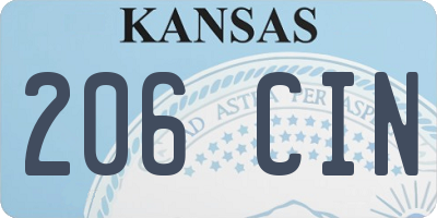 KS license plate 206CIN