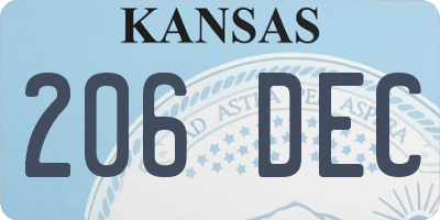 KS license plate 206DEC