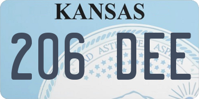 KS license plate 206DEE