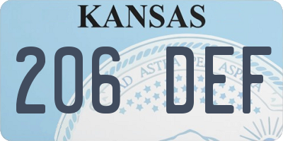KS license plate 206DEF