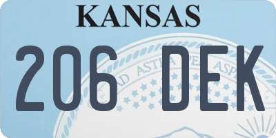KS license plate 206DEK