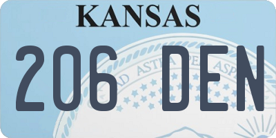 KS license plate 206DEN