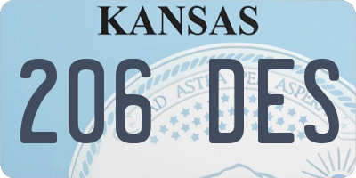 KS license plate 206DES